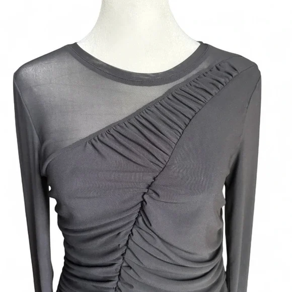 Circus NY Ruched Top Whimsigoth Fairygrunge Goth Emo Black Sheer‎ Mesh 90s Y2K M - Picture 4 of 16